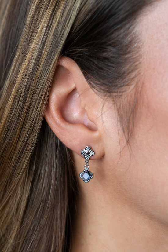 20mm ZINZI zilveren oorsieraden met blauwe klavers 8mm ZIO2582