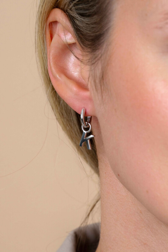 ZINZI Sterling Silver Letter Earrings Pendant K price per piece ZICH2144K (excl. hoop earrings)