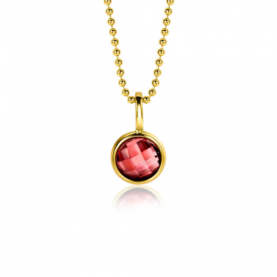 JANUARY Pendant 8mm Gold Plated Birthstone Red Garnet Zirconia (excl. necklace)