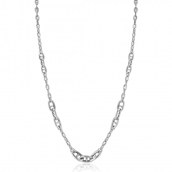 ZINZI zilveren marine schakel ketting, gecombineerd met trendy grotere marine schakels 7mm breed 43-48cm ZIC2407