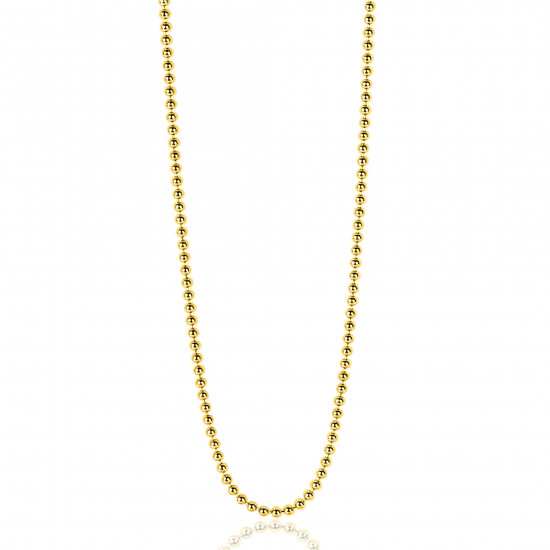 70cm ZINZI zilveren bolletjes ketting gold plated. 0,9mm breed ZILC-B70G
