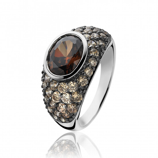 ZINZI silberner Ring braun ZIR1045C