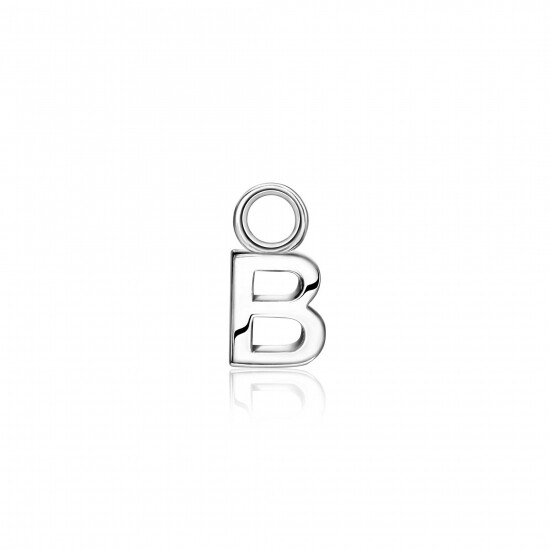 ZINZI Sterling Silver Letter Earrings Pendant B price per piece ZICH2144B (excl. hoop earrings)