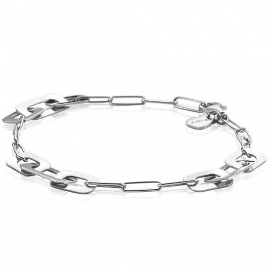 ZINZI zilveren trendy schakelarmband met rechthoekige schakels in diverse breedtes 17-20cm ZIA-BF72