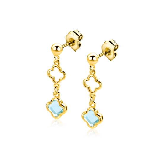 ZINZI zlv. oorstekers gg.verg. hangend klavers blauw