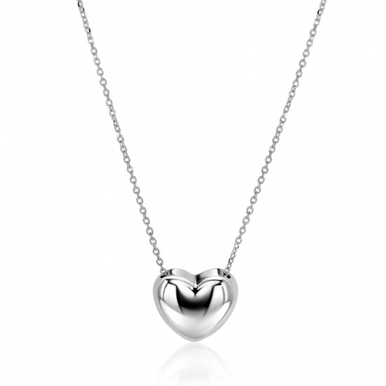 ZINZI zilveren ketting met luxe groot hart (15mm) 40-45 cm ZIC2672