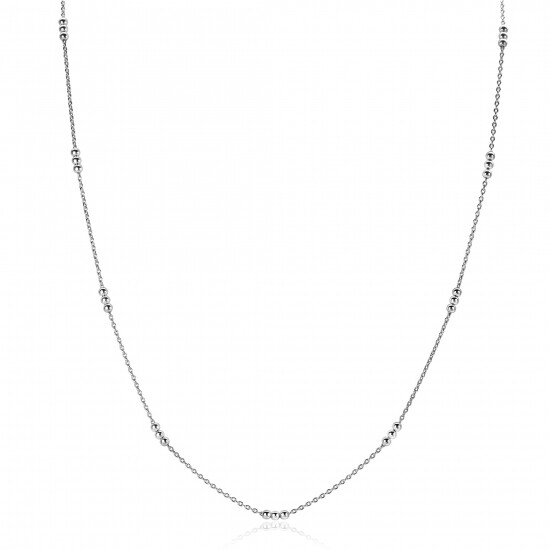 ZINZI zilveren ketting met fijne jasseron schakel en dertien trio-bolletjes gelijkmatig verdeeld over de ketting 42-45cm ZIC2465
