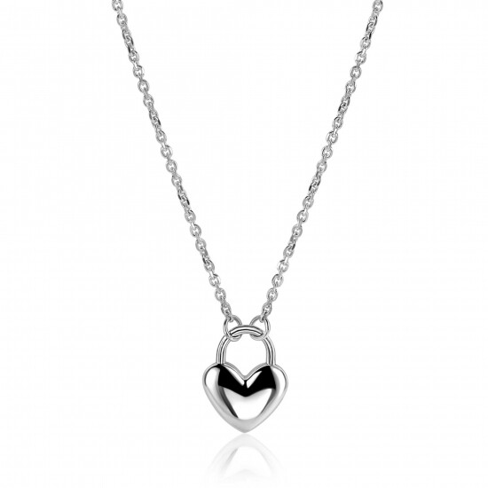 ZINZI zilvereren schakelketting met hartvormige slot hanger 18mm breed 42-45 cm ZIC2673