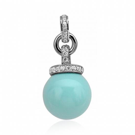 Zinzi zilveren parel hanger turquoise ZIH459T