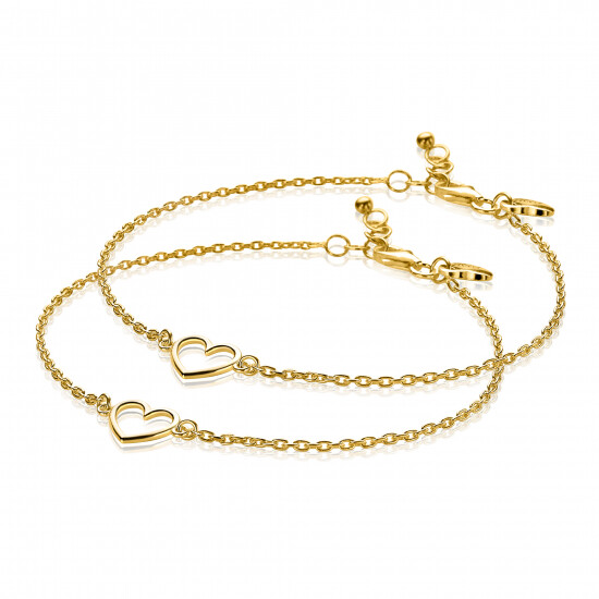ZINZI set van 2 zilveren armbanden geel verguld met open hartje ZIA1420G-SET