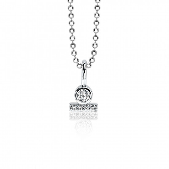 ZINZI zilveren hanger rond staafje wit ZIH1822 (zonder collier)