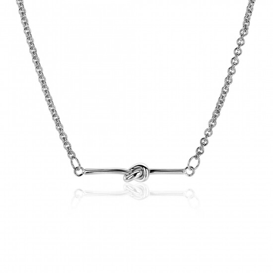 ZINZI zilveren jasseron schakel ketting met staafje en knoop 43-45cm ZIC-BF99