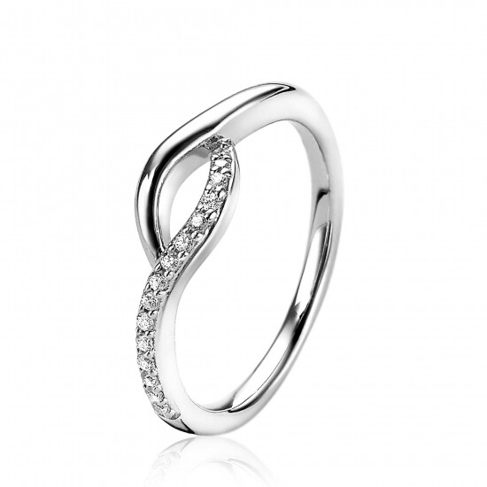 ZINZI silberner Ring crossover weißer Zirkonia ZIR1971