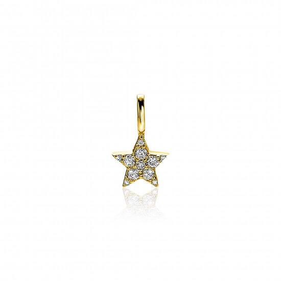 ZINZI zilveren ster hanger in geel verguld 13mm wit ZIH2138Y (zonder collier)