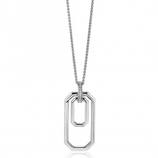 70cm ZINZI zilveren ketting met luxe hanger 40mm, valt lang om de hals ZIC2494