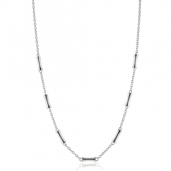 ZINZI silver link necklace with seven smooth bamboo shapes 40-45cm ZIC2577
