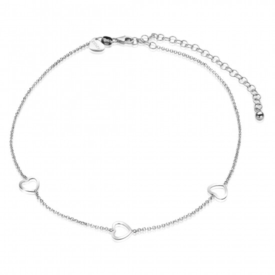 ZINZI zilveren enkelband hartjes 23+4cm ZIE1188