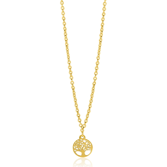 ZINZI gold plated zilveren ketting met levensboom hanger 8mm 42-45cm ZIC-BF139G