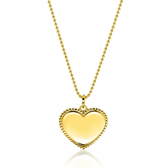 23mm ZINZI gold plated zilveren hanger hart met parelrand voor gravure ZIH2654G (zonder collier)