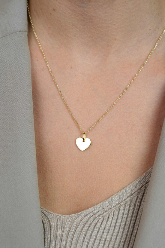 15mm ZINZI gold plated zilveren hanger glad hart voor gravure ZIH2346G15 (zonder collier)