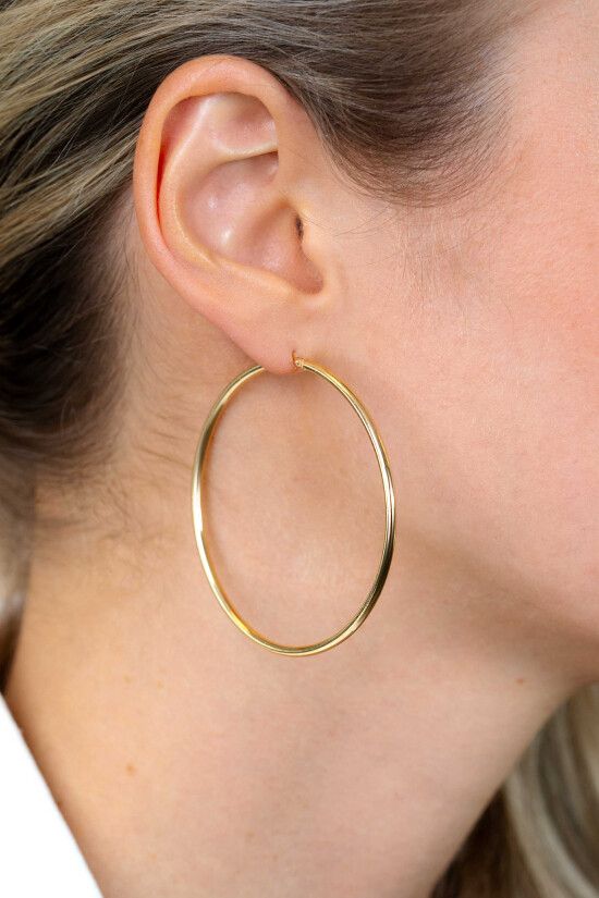 55mm ZINZI Gold Plated Sterling Silver Hoop Earrings 55x2mm ZIO437G
