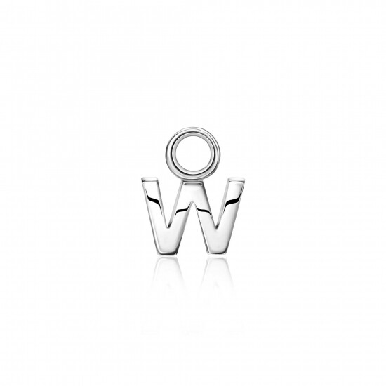 ZINZI Sterling Silver Letter Earrings Pendant W price per piece ZICH2144W (excl. hoop earrings)
