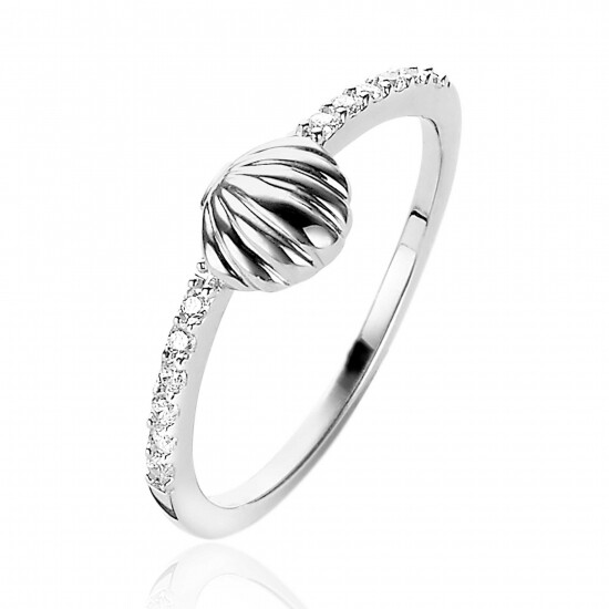 ZINZI zilveren ring schelp wit ZIR1885