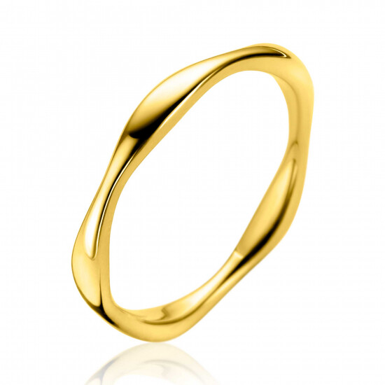 ZINZI gold plated zilveren ring organisch gevormd 2,5mm breed ZIR2610G