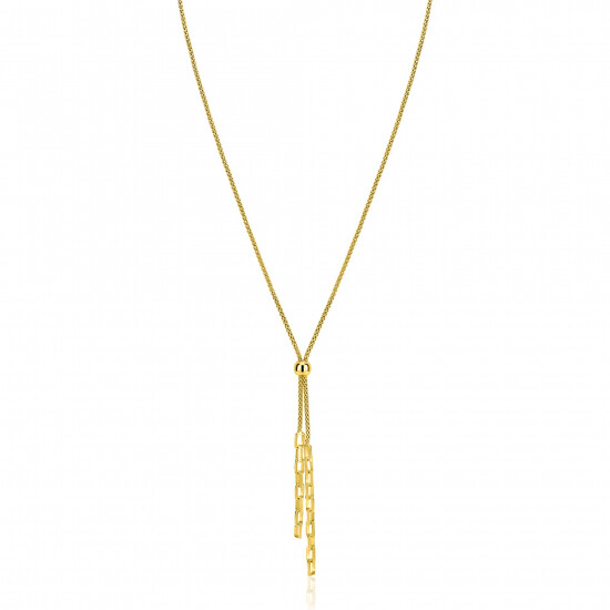 ZINZI zlv. Y-collier gg.verg.popcorn en schakels