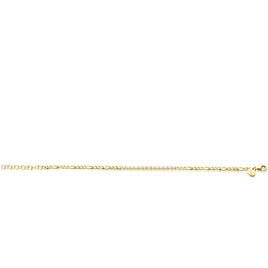 ZINZI goldplated zilveren figaro armband (3mm breed) met middenstuk bezet met witte zirconia's 17-20cm ZIA2782Y
