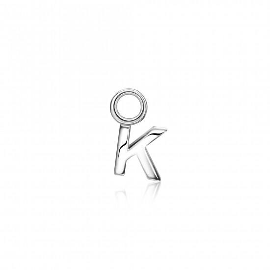 ZINZI Sterling Silver Letter Earrings Pendant K price per piece ZICH2144K (excl. hoop earrings)