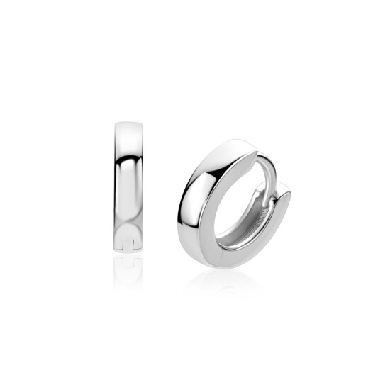 13,5mm ZINZI zilveren oorringen met vierkante gladde buis 3mm, luxe klapsluiting ZIO2861