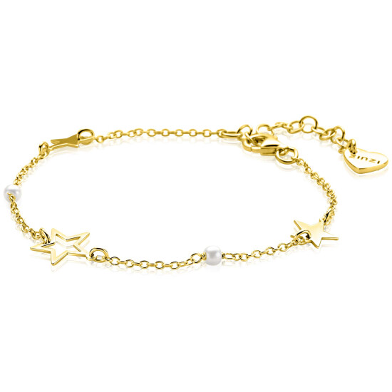 ZINZI zlv. armband gg.verg. sterren en parels