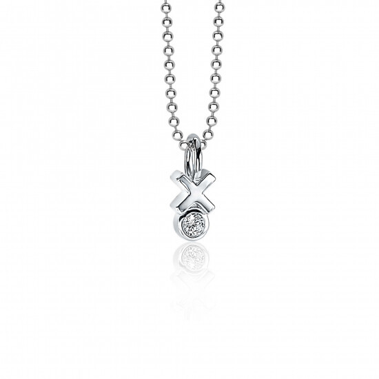 ZINZI zilveren hanger kruisje rond wit ZIH1821 (zonder collier)