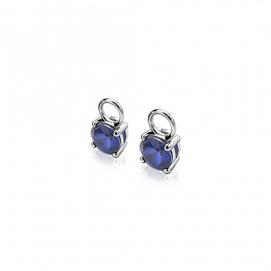 ZINZI zilveren oorbedels rond donkerblauw ZICH1300Q (zonder oorringen)