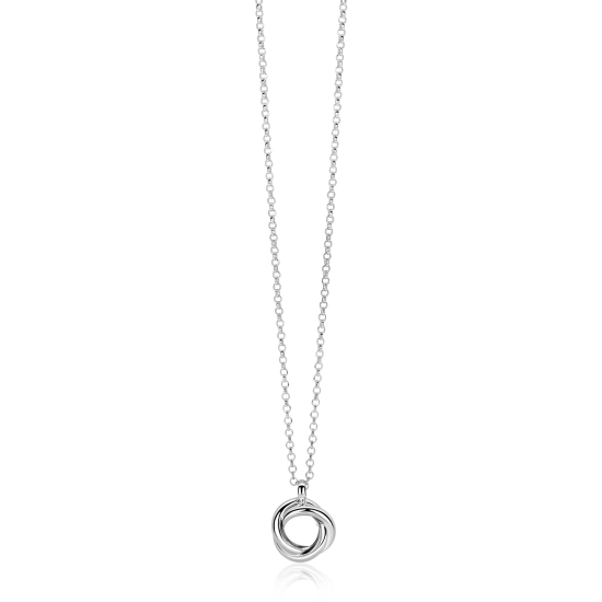 ZINZI zilveren collier 45cm met hanger van drie verbonden ringen (knoop-stijl) ZIC2890