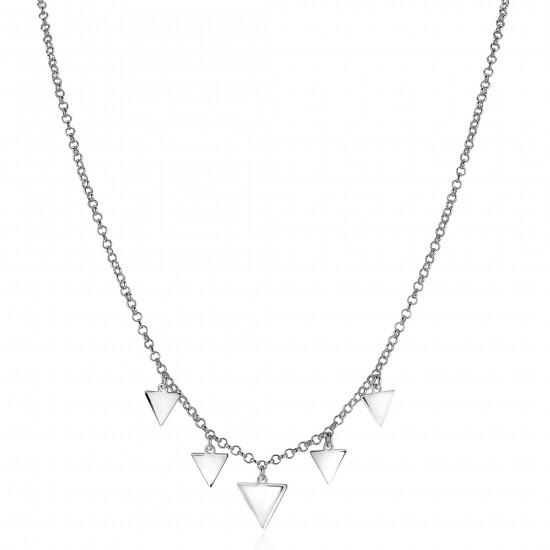 ZINZI zilveren fantasie ketting met 5 bungelende driehoekvormen 45cm ZIC1555