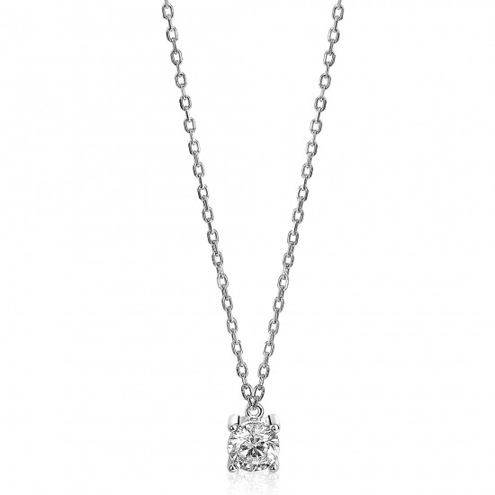 ZINZI zilveren ketting chatonzetting rond wit 40-45cm ZIC1750
