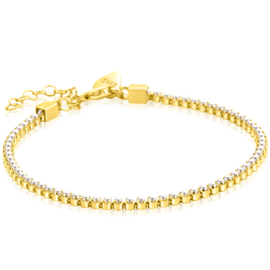 ZINZI zlv. tennisarmband gg.verg. met parels