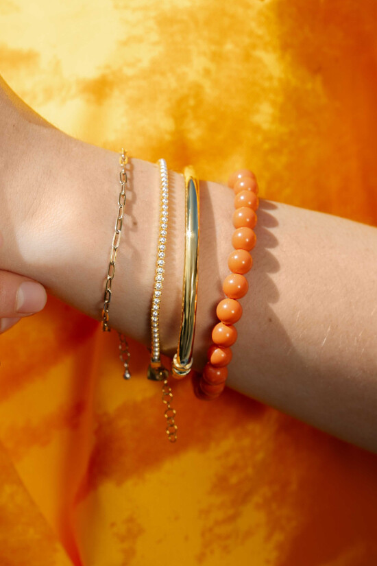 Zinzi Charms rek-armband one-size oranje parels CH-A20K 