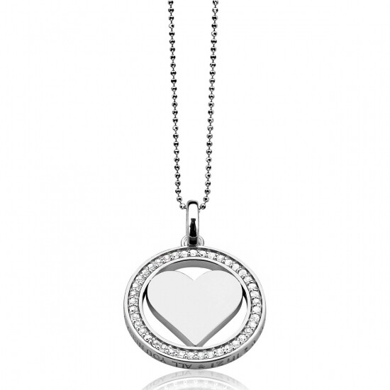 ZINZI zilveren hart hanger 25mm wit LOVEH01 
