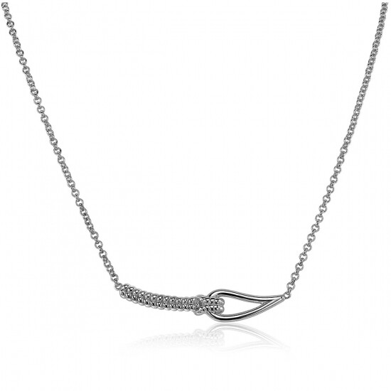 Mart Visser by ZINZI zilveren luxe ketting 45cm met geknoopte koordschakel MVC9