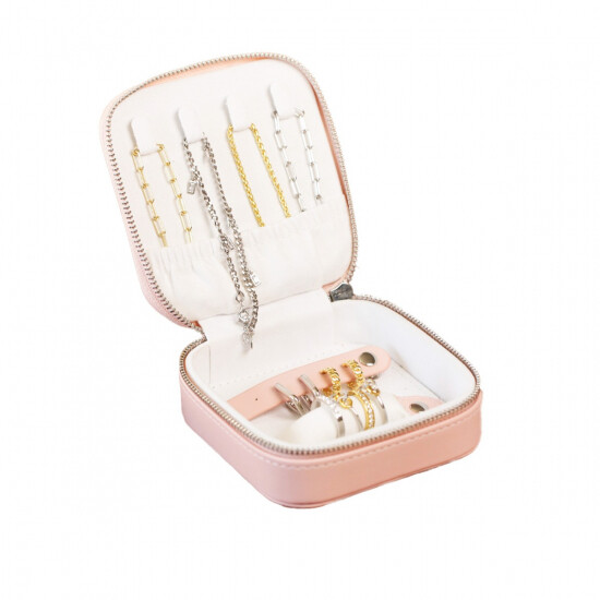 Luxe roze ZINZI sieradendoosje voor op reis