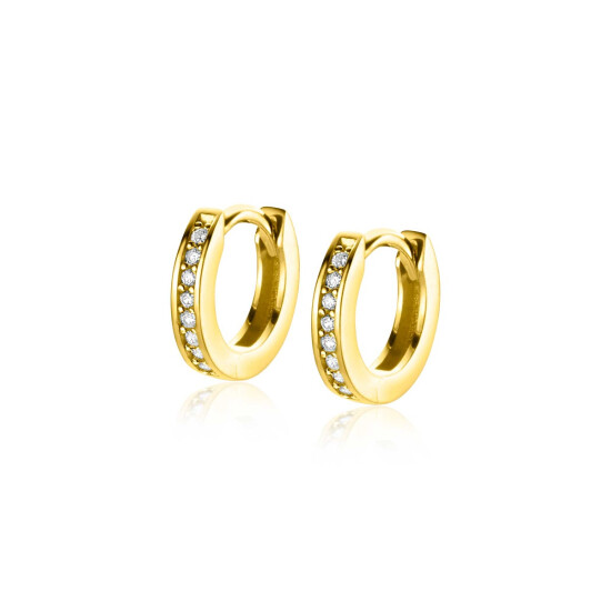 ZINZI GOLD klapcreolen geheel bezet zirc. 11x2mm