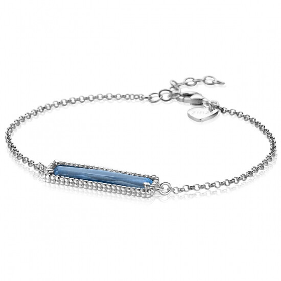 ZINZI zilveren armband met rechthoekige blauwe steen 16,5-19,5 cm ZIA-BF54
