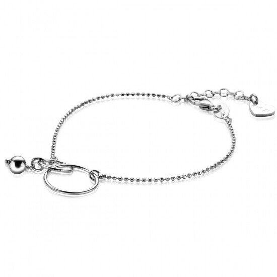 ZINZI zilveren armband met ronde vormen in elkaar en ronde bal 17,5-20,5cm ZIA-BF62