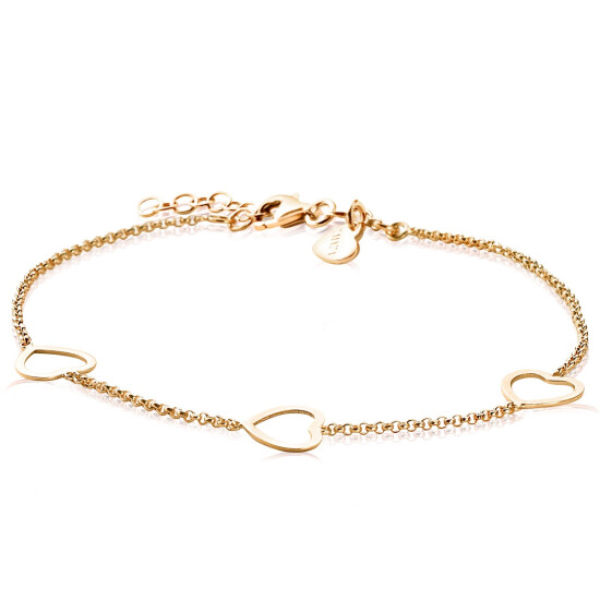 ZINZI zilveren armband geel verguld hart 17-20cm ZIA1188G