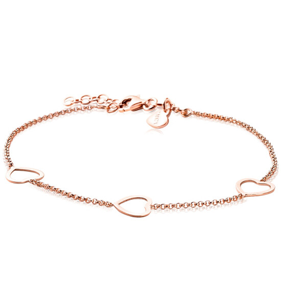 ZINZI zilveren armband rosé verguld hart 17-20cm ZIA1188R