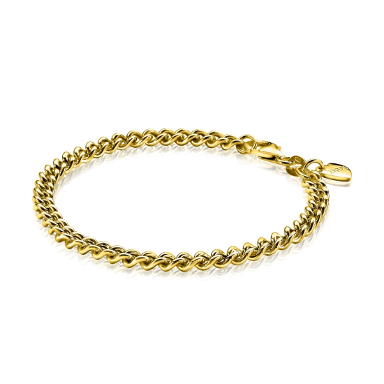 ZINZI Gold Plated Sterling Silver Curb Chain Bracelet width 4,5mm 18,5cm ZIA1414G