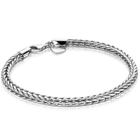 ZINZI zilveren schakelarmband vossenstaart 21cm voor de bredere pols 4mm breed ZIA1925-21